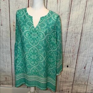 Violet & Claire Teal Patterned Tunic